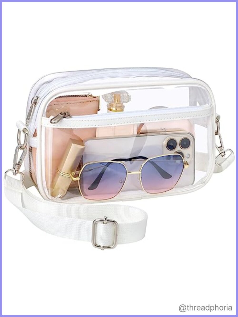 Clear Crossbody Bag for Stadium Events - Small Clear Purse with Adjustable